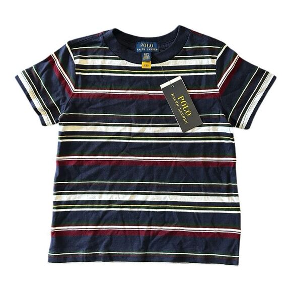 Polo Ralph Lauren Men's French Navy Stripe Custom Slim Fit Crew-Neck T-Shirt - Picture 1 of 5